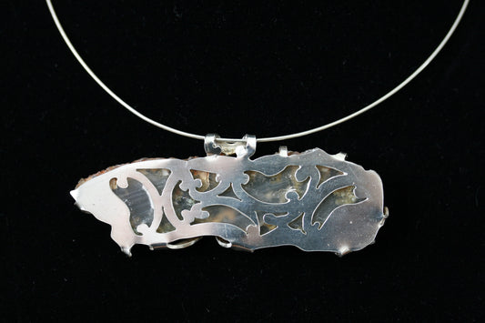 Transparent agate rectangular pendant front, image