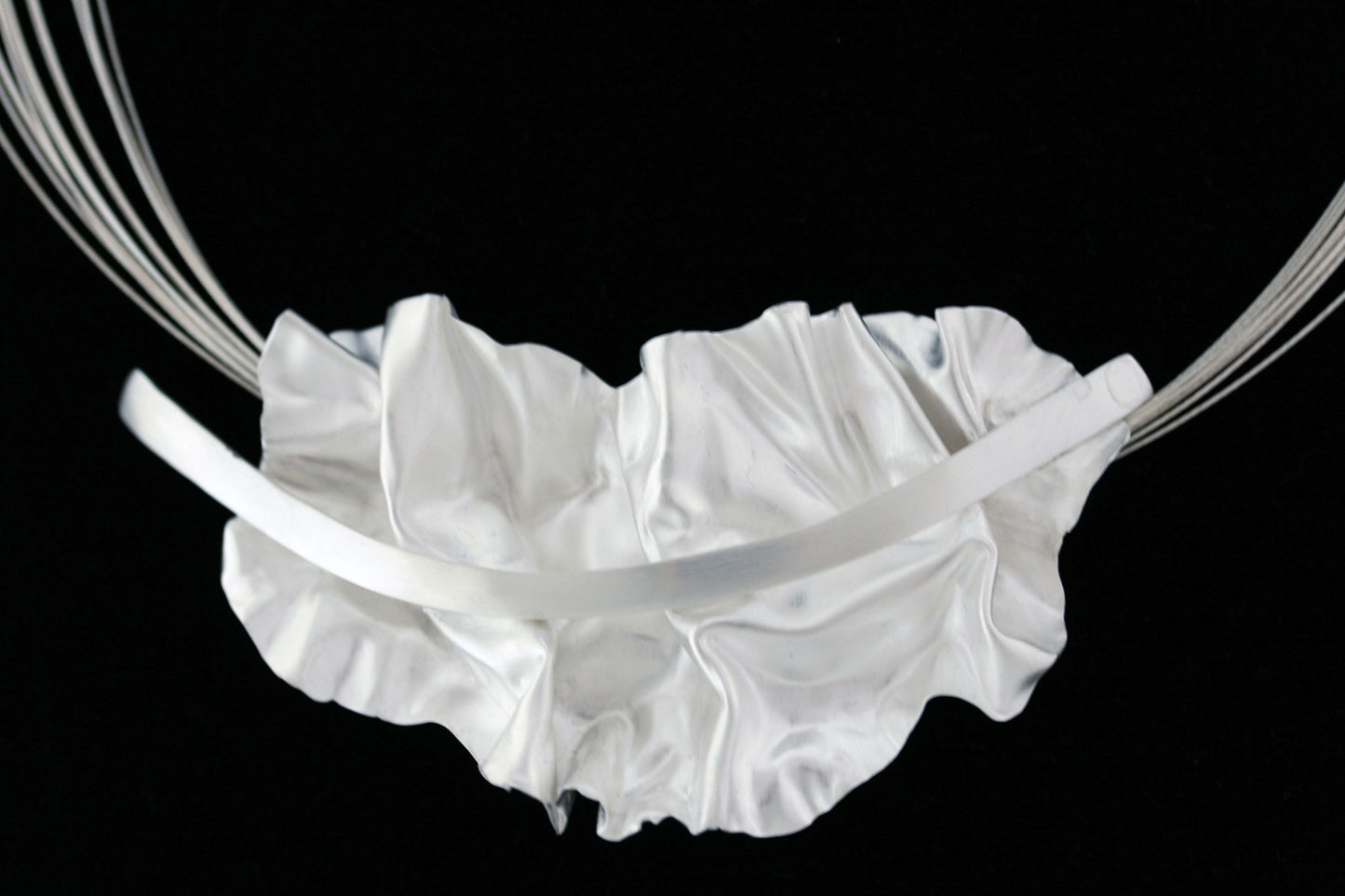 Fold Formed Pendant #2 with a 15 Strand Silver Necklace