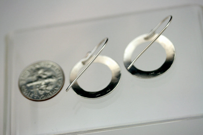 Sterling Silver earrings Handmade Hammered Circles