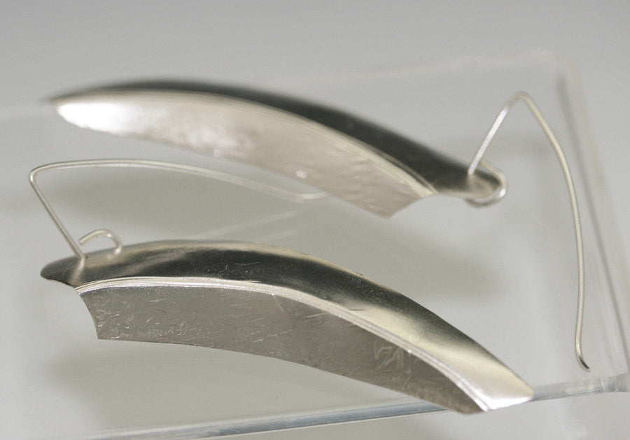 Sterling Silver Earrings Handmade Knife Edge Textured Dangle
