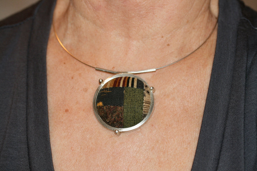 Quilt Sterling Silver Pendant Sterling Silver Neck Ring