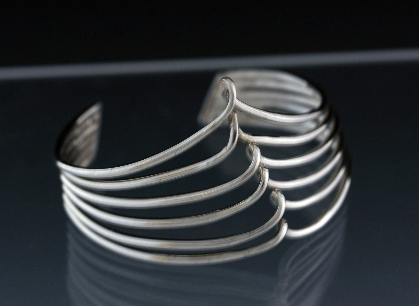 6-Sterling Silver Forged Wire Cuff  Bracelet