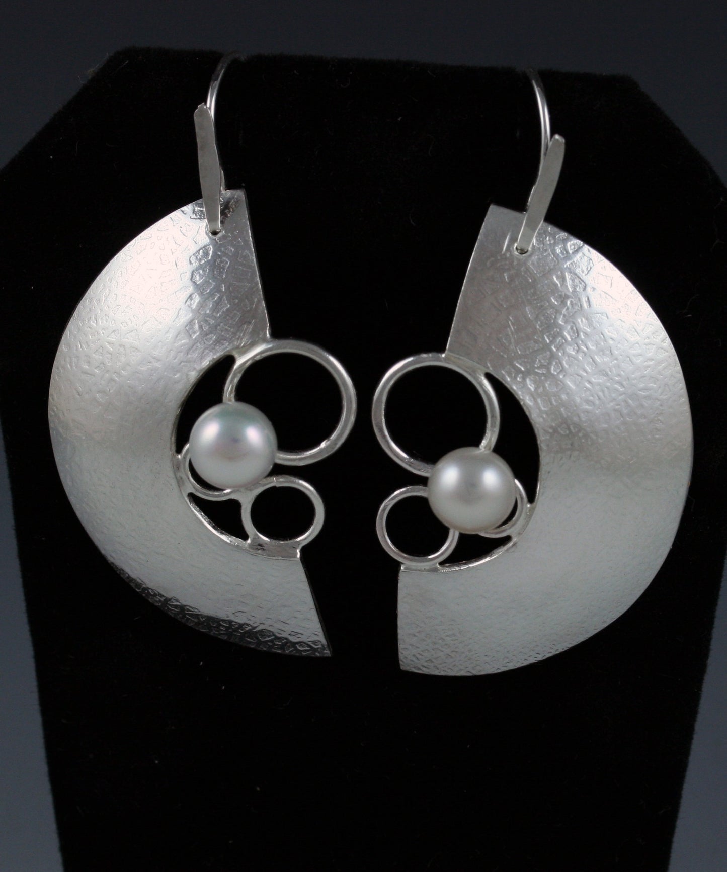 Sterling Silver Dome with Pearl Earrings