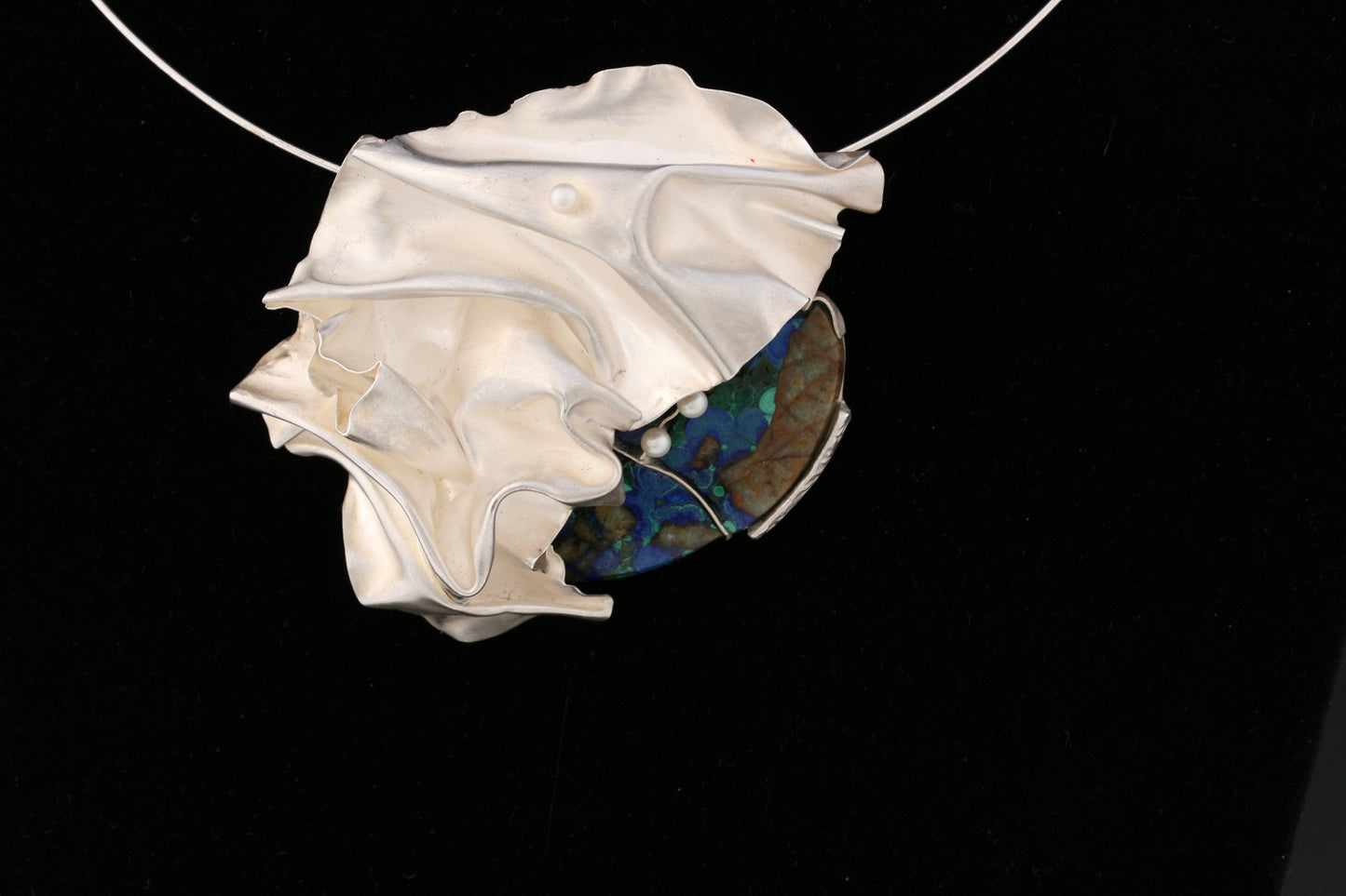 Lapis-Malachite Fine Silver Pendant