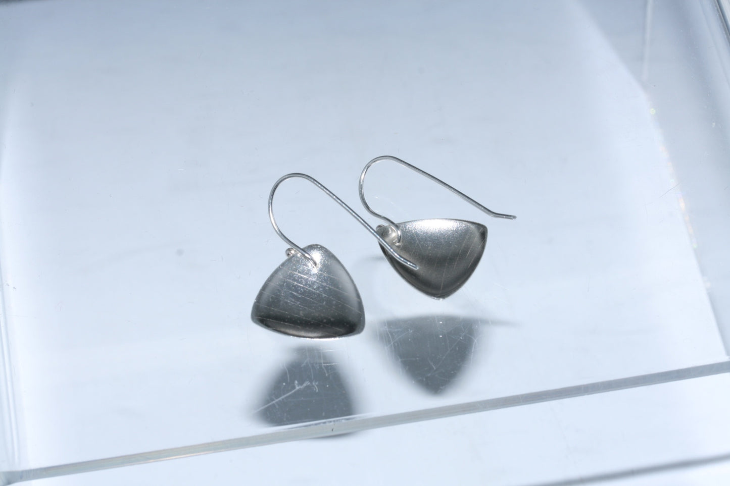 Triangular Small Domed Textured Dangle Earrings
